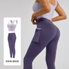 Traje Deportivo de Color Sólido Estilo Europeo y Americano Espalda Hermosa A Prueba de Golpes Moldeador Push-Up Traje de Yoga Fitness de Alta Intensidad para Mujer