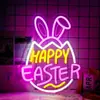 Ovo de Páscoa Luz Neon Orelhas de Coelho Decoração LED USB Dimmable Sinal de Páscoa Decoração de Festa