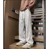 Calça xadrez de seda gelada, com caimento solto e perna reta para homens, plus size, marca da moda, corte folgado para pessoas ligeiramente acima do peso, novo estilo de verão, fina, retrô
