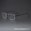 Gafas de Moda con Montura Cuadrada Estrecha de Alambre Dorado sin Montura 52023 Lujosas de Alta Calidad para Commuters Montura de Titanio Puro Apta para Lentes Graduadas