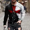 Camiseta de Manga Larga para Hombre Amazon Transfronteriza Cuello Redondo Pulóver Estampado Digital Simple