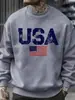 Tamanho Europeu Transfronteiriço Estampa Retrô Americana Pulôver Masculino High Street Moda Moletom de Lã para Outono