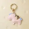 Fique Rico Logo Chaveiro Pônei Pingente de Desenho Animado em Couro Acessório para Bolsa Feminina Ano do Cavalo Pequeno Pingente em Estoque