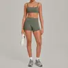 Conjunto de shorts deportivos transfronterizo, de cintura alta, ajustado, para correr, fitness y yoga, incluye un sujetador deportivo y shorts, conjunto de dos piezas, 3599 + 5610