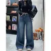 Jeans de corte curvo estilo retrô americano para mulheres, novo estilo primavera e outono, plus size, cintura alta, caimento solto, cobre o quadril, modelador, calça pantalona