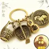 Doce Signos del Zodiaco Un Barril de Oro Atrae Riqueza Cubo de la Fortuna Calabaza Llavero Colgante Hombres y Mujeres Recogen Riqueza Recogedor Colgante para Coche