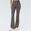 Pantalones de yoga acampanados sin costuras transfronterizos para mujer, de cintura alta, que realzan los glúteos, pantalones deportivos casuales, ajustados, adelgazantes, ligeramente acampanados de pierna ancha