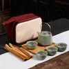 Juego de Té de Viaje Ge Yao Ru Yao Una Tetera Cuatro Tazas Dos Tazas de Espresso Portátil Festival de Medio Otoño Lugar de Negocios Regalo LOGOTIPO