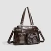 Bolsa de Ombro Transparente Retrô, Bolsa de Mão Estilo JK Japonês Multifuncional Grande Capacidade Couro PU Tote para o Dia a Dia