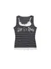 Camisole Listrada com Estampa de Letras Estilo Americano Picante para Mulheres, Novo Top Patchwork Slim Fit de Verão Falso Duas Peças
