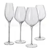 Copa de Champán Transparente de Vidrio Soplado Artesanal para el Hogar con Rayas Verticales y Base Alta Copa de Vino Tinto Cristalería Hecha a Mano Sentido de Ceremonia Venta al por Mayor