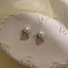 Pendientes de Gato Dulce Lindo con Goteo de Aceite y Perlas para Mujer, Uso Frontal y Trasero, Estilo Spice Girl, Temperamento, Pendientes Versátiles Pendientes