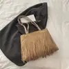 Bolsa de Franjas Bolsa Grande Estilo Étnico Retrô Boêmio Tecida Portátil de Ombro Bolsa Feminina Tendência Viagem Estilo Europeu e Americano