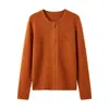 Cardigã de lã de malha fina, gola redonda, com zíper, suéter feminino, outono/inverno, texturizado, modelagem solta, manga longa, top versátil