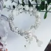 Pulsera de Cuentas de Vidrio Degradado Estilo Chino para Mujer, Pulsera Fresca y Dulce con Colgante de Mariposa, Joyería de Puesto de Mercado Nocturno, Regalo para Mejor Amiga