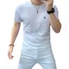Camiseta de manga corta de verano para hombre, moderna, con múltiples diseños, tridimensional, de algodón y seda con perforación en caliente, elegante camiseta de cuello redondo, corte entallado y media sección.