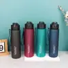 Taza de Agua Esmerilada Transfronteriza Taza de Plástico Portátil 750ml Hervidor de Agua con Popote de Rebote Cuerda de Correa Taza Deportiva Resistente a Altas Temperaturas