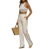 Moda Feminina Europeia e Americana Transfronteiriça Nova Calça Casual Elegante de Caimento Solto, Calça Reta de Cintura Alta de Perna Larga