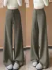 Calça de Moletom Ash Green de Cintura Baixa para Mulheres, Novo Estilo Outono 2026, Estilo Preguiçoso Solto, Calça Wide-Leg, Petite, Calça de Moletom para Yoga
