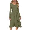 Vestido de Tricô Amazon Manga Longa Liso Gola Redonda Outono Temperamento Solto Saia Feminina Elegante