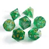 Precio al por mayor Set de 7 Piezas Dados Dnd Dungeons and Dragons Piedra Natural Fluorita Verde Dados Multifacéticos
