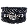 Pulsera de cuero tejido con cadena de ancla estilo oceánico Pulsera de moda para hombre DIY transfronteriza europea y americana