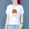 Marca de ropa para mujer talla grande con descuento de comercio exterior transfronterizo, camiseta de manga corta, estilo de dibujos animados holgado, moderna y versátil, manga media de verano