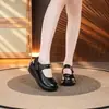 Sapatos femininos Mary Jane de plataforma retrô casuais para comércio exterior transfronteiriço, sola grossa, bico redondo, de couro, versáteis para primavera e verão