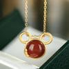 Nova s925 prata mickey mouse simples temperamento bonito estilo coreano das mulheres pingente colar conjunto de corrente pingente