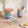 Tazón para Fideos Instantáneos de Paja de Trigo, Juego de Platos y Tazones Resistente a Roturas, Tazón de Sopa de Plástico Transfronterizo, Vajilla de Platos y Tazas de Alto Valor, Platos de Cena al por Mayor