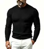 Suéter de Punto para Hombre 2026 Transfronterizo Europeo y Americano Ajuste Delgado Elástico Color Sólido con Cuello Redondo y Patrón de Trenza Moda Pulóver para Hombre