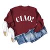 Suéter de manga larga con cuello redondo y letras sencillas de Ciao, camisa holgada para mujer, de Amazon Wish