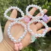 Pulseira Fofa Infantil Pulseira de Pérola Branca para Meninas Contas de Pérola de Plástico Pingente Série Oceano Desenho Animado Joias