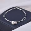 Pulseira de Pérolas Redondas de Linha Dupla Fina Estilo Francês Levemente Luxuoso Moda Estilo Ins Pulseira de Osso de Cobra de Camada Dupla com Contas Redondas