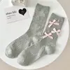 Calcetines con Lazo Lindos Estilo Japonés Nueva Llegada Calcetines de Media Caña para Mujer Primavera y Otoño Chica Dulce Calcetines JK con Encaje de Orejas