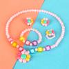 Nuevo conjunto de collar de flores lindo para niños, conjunto de collar y pulsera de cuatro piezas para niña, joyería al por mayor