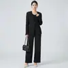 Trajes de Moda para Mujer 2026, Chaqueta Cardigan Popular de Venta Caliente de Este Año, Pantalones Rectos para el Trabajo, Conjunto de Dos Piezas Estilo Issey Miyake