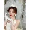 Estilo nupcial hilo de agarre hilo esponjoso acumulación de hilo velo tocado accesorios de hilo para boda estudio fotográfico accesorios para sesión de fotos de viaje