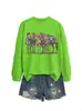 Amazon eBay Sitio Independiente Retro Desgastado Casual Sudadera Nueva para Mujer en Tres Colores Diferentes Otoño Invierno