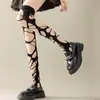 Medias de Red Negras Punk Rasgadas Estilo Gótico Elegantes Y2K Milenio Sexy Jk Medias Negras Pantimedias para Mujer