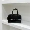 Armário de Bolsa Pequena Estilo Coreano Bolsa de Mão Vermelha Ombro Único Simples Couro Cera de Óleo Bolsa Boston de Boliche Bolsa Transversal