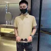 Camiseta Masculina de Seda Gelada Manga Curta Estilo Tiktok Camisa Polo Verão 2025 Nova Tendência Versátil Casual