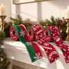 Fita de Natal Fita de Juta Imitação Árvore de Natal Carro Xadrez Boneco de Neve Laço Borda com Arame DIY Decorações de Natal