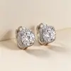 Aretes Cuadrados de Plata de Ley 925 Transfronterizos con Moissanita para Mujer, Aretes de Hebilla para la Oreja Xiaohongshu Simples de Cuatro Garras Cubo de Azúcar Joyería de Plata