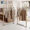 Perchero de pie de acero inoxidable plateado cepillado, Perchero de pared, Perchero para tienda de ropa de hombre y mujer, Colgador para tienda de ropa