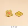 Abotoaduras para camisa estilo chinês, botões decorativos de moda para casaco com bolinhas de quatro folhas, botões quadrados pequenos de metal vintage, acessórios