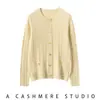 Cardigan de Punto de Cachemira Costillado Suave de Cuello Redondo Estilo Nuevo 2025 para Mujer, Chaqueta Suéter Corta Versátil de Moda de Corte Holgado