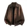 Nueva Chaqueta de Cuero PU para Hombre Estilo Retro Americano Workwear Resistente Relajada Estilo Old Money Callejero Simple