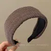 Faixa de cabeça de alta qualidade estilo coreano com aba larga, faixa de cabelo de tricô para outono e inverno, presilha para franja da testa, acessório de cabelo estilo vintage