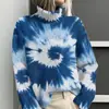 Estación Independiente de Amazon Temu Chaqueta Cardigan Suéter de Cuello Alto Estampado Abstracto Tie-Dye 3D para Mujer E127
